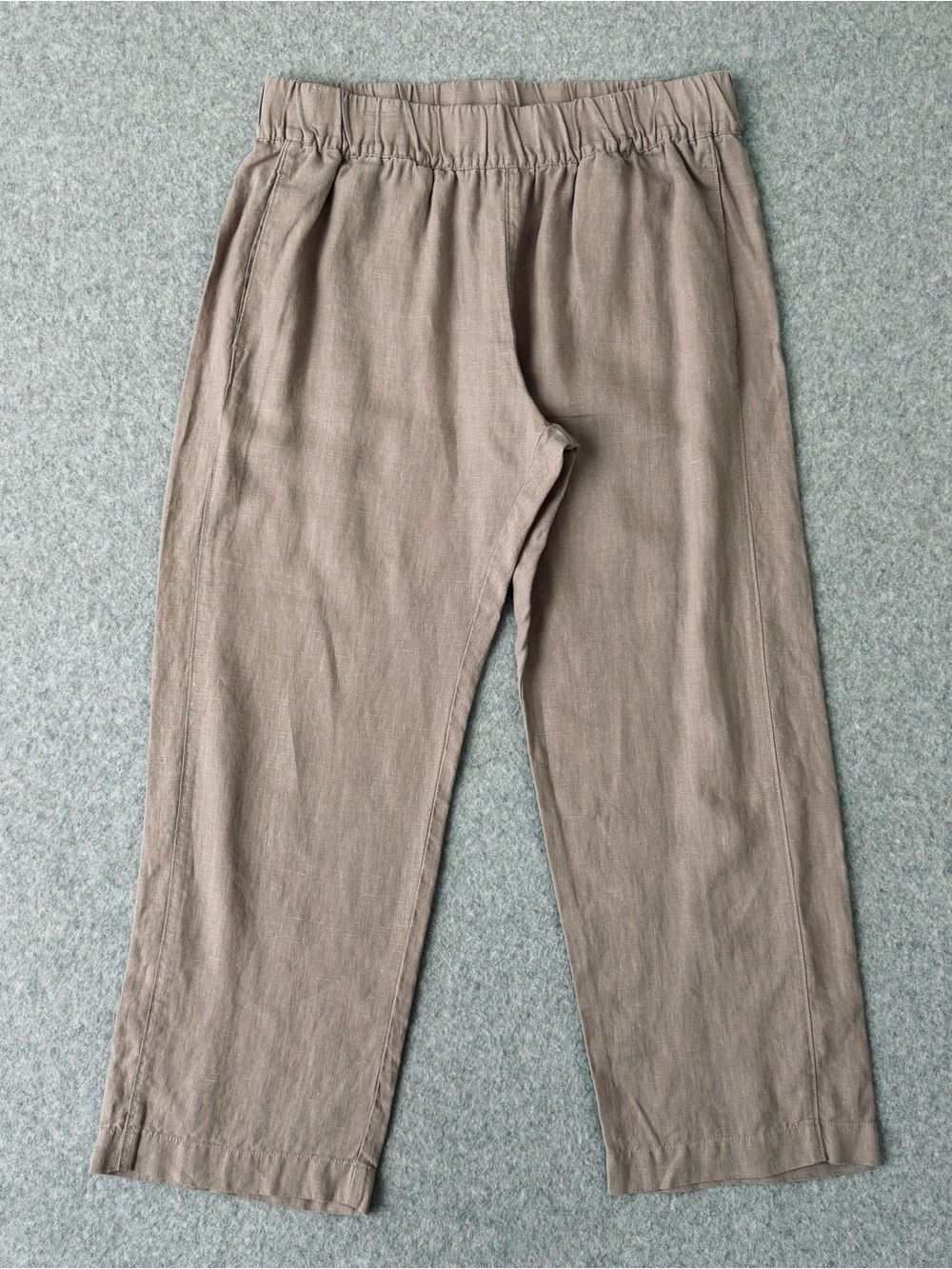American Giant Linen Pants Womens Medium Brown Pink  Straight Leg Elastic Waist
